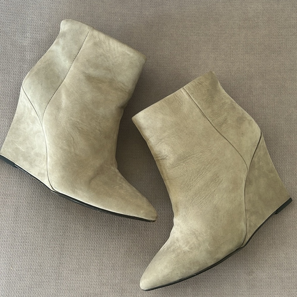 All Saints cream suede wedge platform heels. Womens size 38 7/7.5